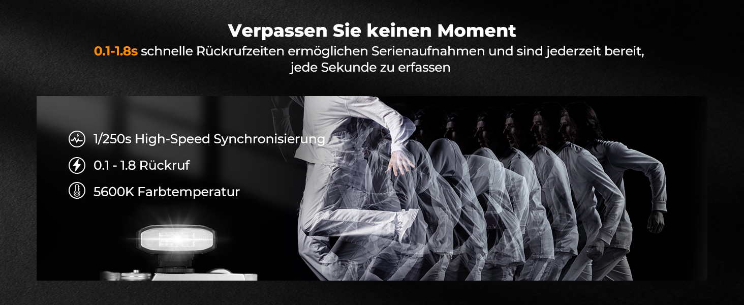 K&F CONCEPT GN12 Mini Flash - Світловий спалах для камери, 2000mAh, 8 режимів, сумісний з Nikon, Canon, Fuji, Panasonic