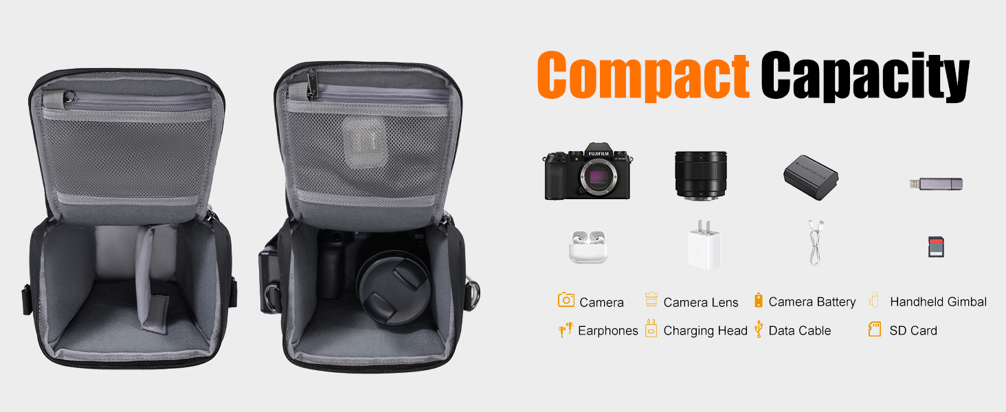 Чорна сумка для цифрової камери Cwatcun: DSLR, Canon, Nikon, Sony, з відділенням для об'єктивів