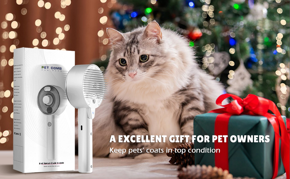 Бурштук для котів з парою 4-в-1: видалення шерсті, миття, догляд. Підходить для котів та собак (білий)