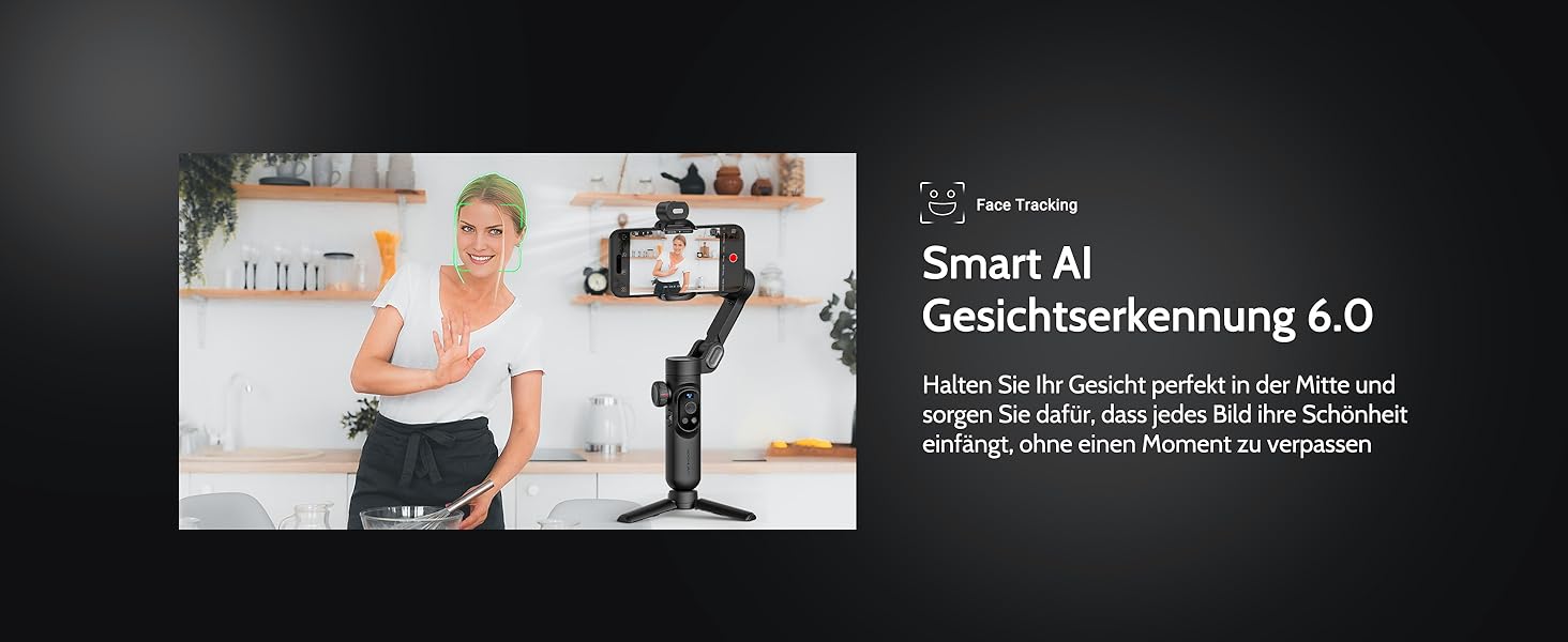 Стабілізатор для смартфона AOCHUAN Smart X Pro Kit: 3-осьовий гiмбал з RGB-фiллером, трекер обличчя, для iPhone/Android, чорний