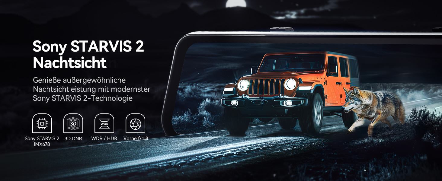 Відеореєстратор-дзеркало WOLFBOX G900 PRO 4K (8MP STARVIS 2 IMX678), 12