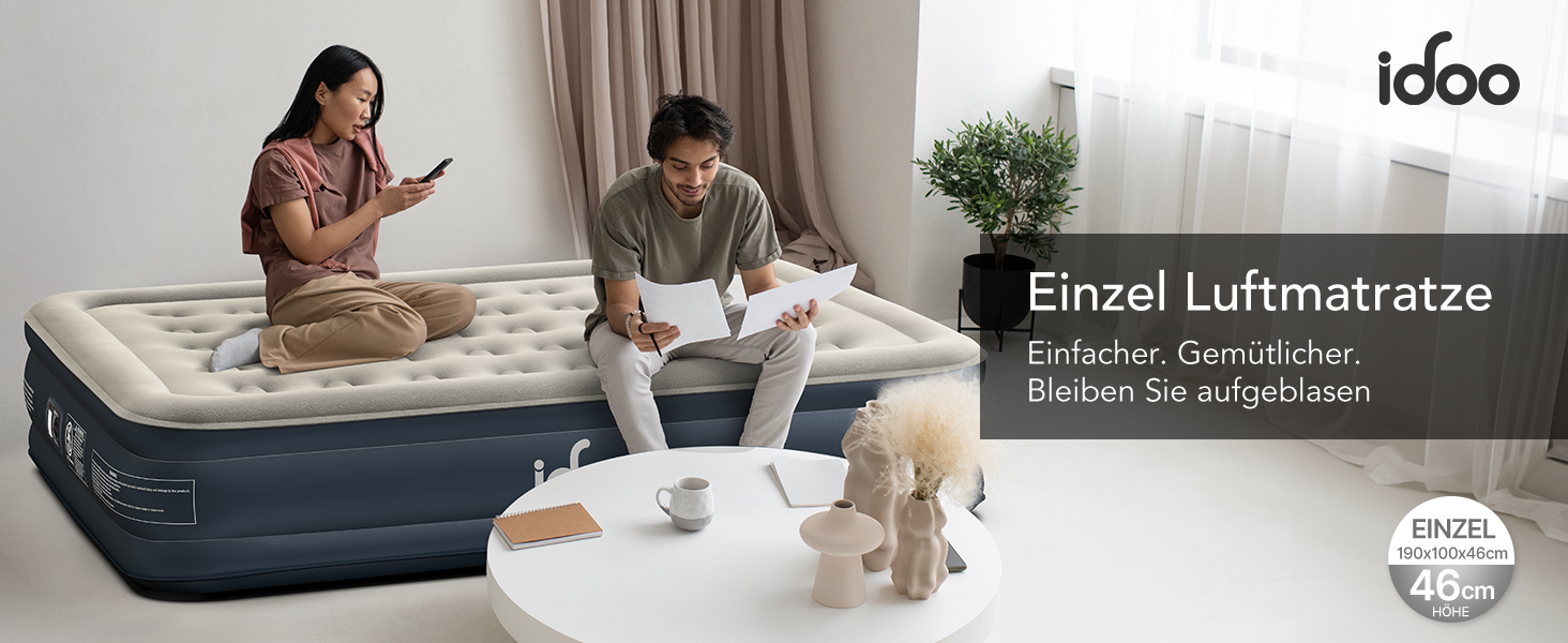 Надувний матрац iDOO самостійно надувний, 2 особи, з електричним насосом, для кемпінгу, 152x203x46 см, 295 кг