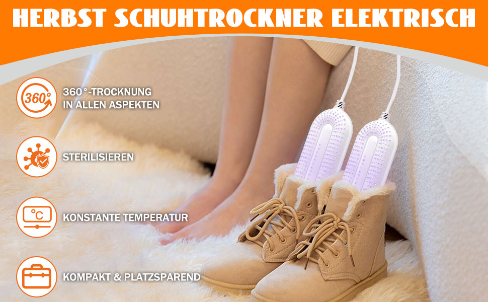 Електричний сушильник для взуття Herbst: 3 режими, таймер, антибактеріальний, для дитячого та гірськолижного взуття