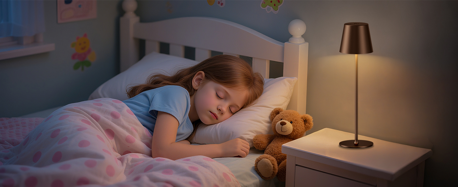 Акумуляторна LED настільна лампа бездротова з USB-C зарядкою, регульована яскравість, 3 режими світла, коричнева. Для дому, офісу, кемпінгу.