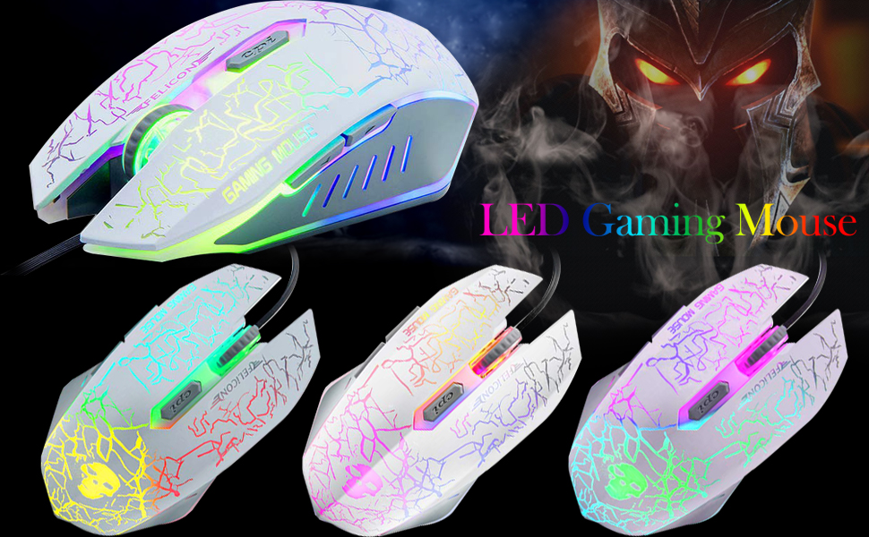 Ігровий набір клавіатури та миші UK-Layout 4-в-1 з підсвічуванням Rainbow, миша 2400 DPI, навушники, килимок для миші, для ПК (K&M-White)