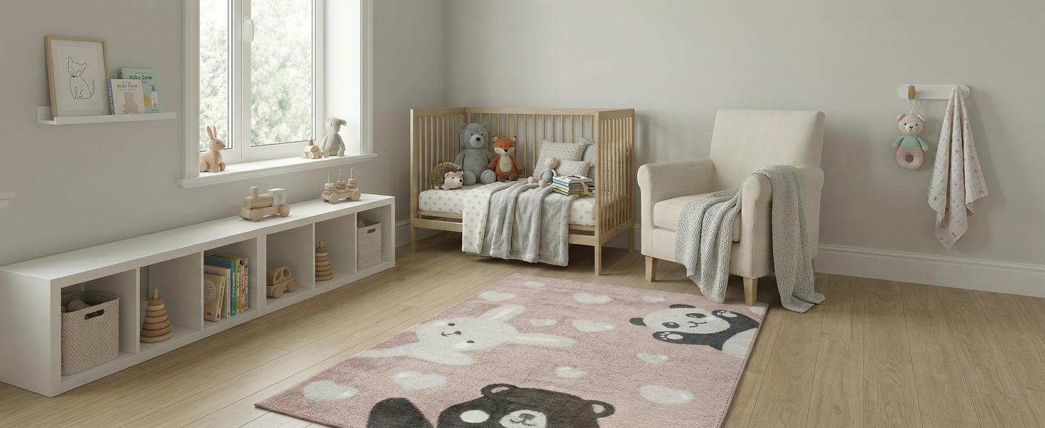 Дитячий килим Kinderteppich DOTS бежево-рожевий 80x150 см, Öko-Tex, для дівчаток, в дитячу кімнату