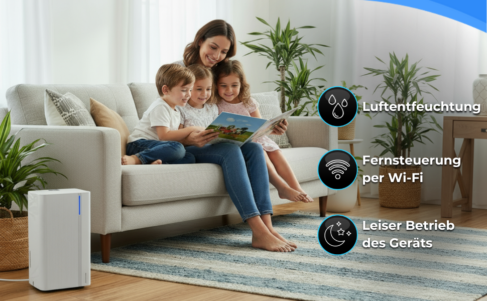 Електричний осушувач повітря Climative WAVE ION 12L/24h з Wi-Fi та очищувачем повітря для дому, квартири, ванної кімнати. Захист від вологи та плісняви до 20м²