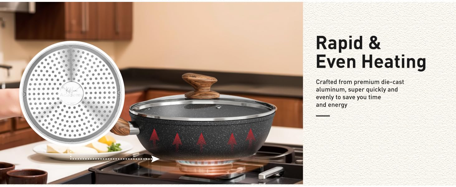 Набір каструль та сковорідок DishDelight 30 предметів з антипригарним покриттям, гранітне покриття, з кришками, зелений (чорний)