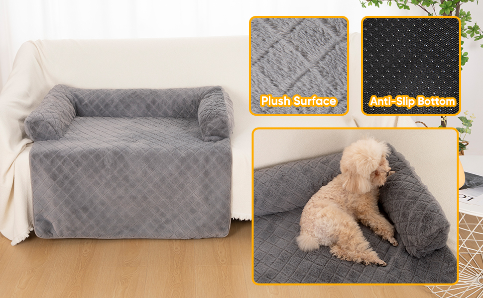 Крісло-ліжко для собак Pawboose, 100x88 см, сіре. М'яке, неслизьке, для великих, середніх та маленьких собак. Захист дивану, легко миється.