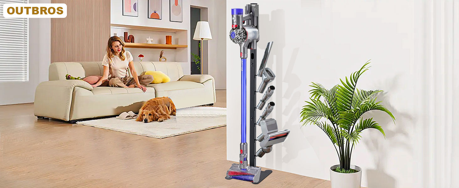 Підставка для пилососа OUTBROS, сумісна з Dyson V15, V12, V11, V10, V8, V7, V6, металева, чорна