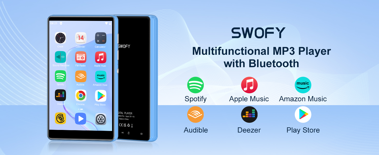 MP3 плеєр SWOFY 80GB з Bluetooth, WiFi, сенсорним екраном 4.0