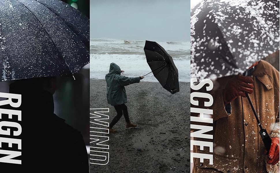 Чакіпі Чакіпі Kompakter Reise Regenschirm: Великий, стійкий до вітру, складаний парасоль для чоловіків та жінок, автоматичний, чорний, 105 см розмах