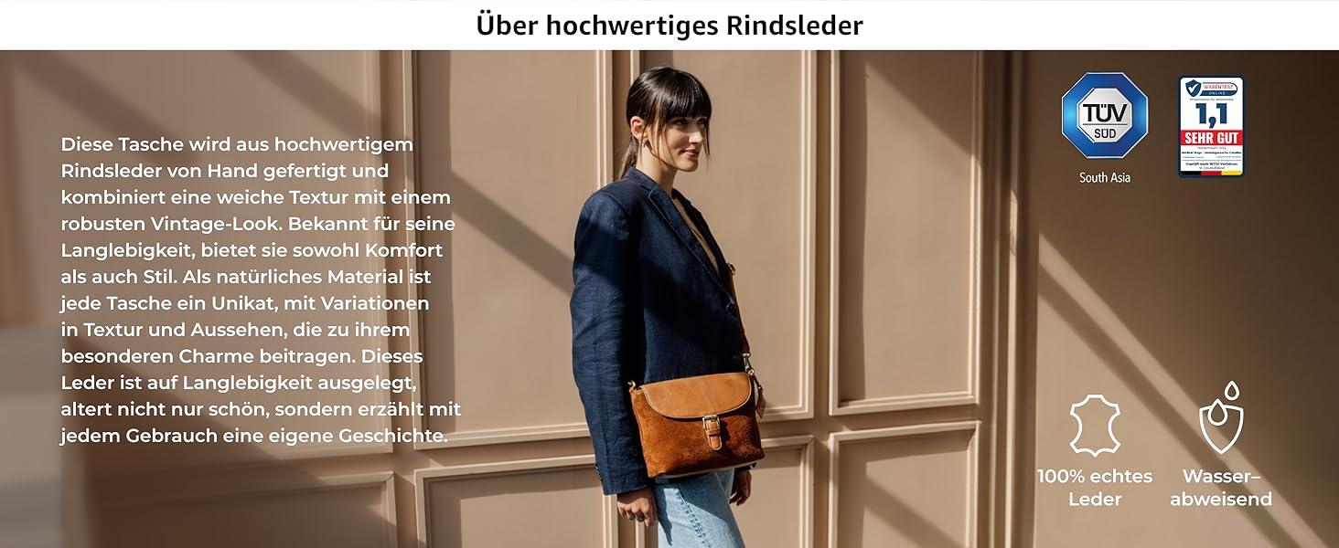 Сумка через плече Berliner Bags Catalina Vintage з натуральної шкіри коньякового кольору для жінок. Компактна крос-боді сумка з магнітною застібкою.