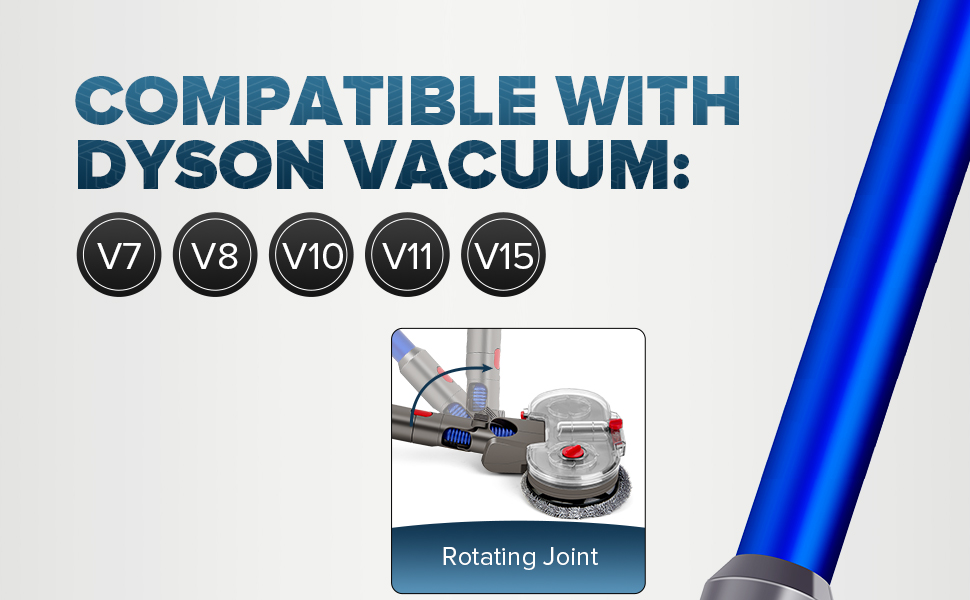 Насадка для миття підлоги сумісна з Dyson V7/V8/V10/V11/V15, знімний бак для води та 6 змінних мікрофібрових серветок для твердих підлог