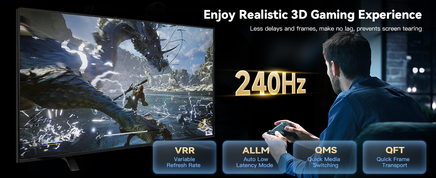 ARISKEEN HDMI 2.1 Кабель 8K, 7.5м, 48Gbps, Nylon, Підтримка 8K@60Hz, 4K@120Hz, сумісний з PS5/4, TV, монітором, Blu-ray, Soundbar, DVD, ноутбуком