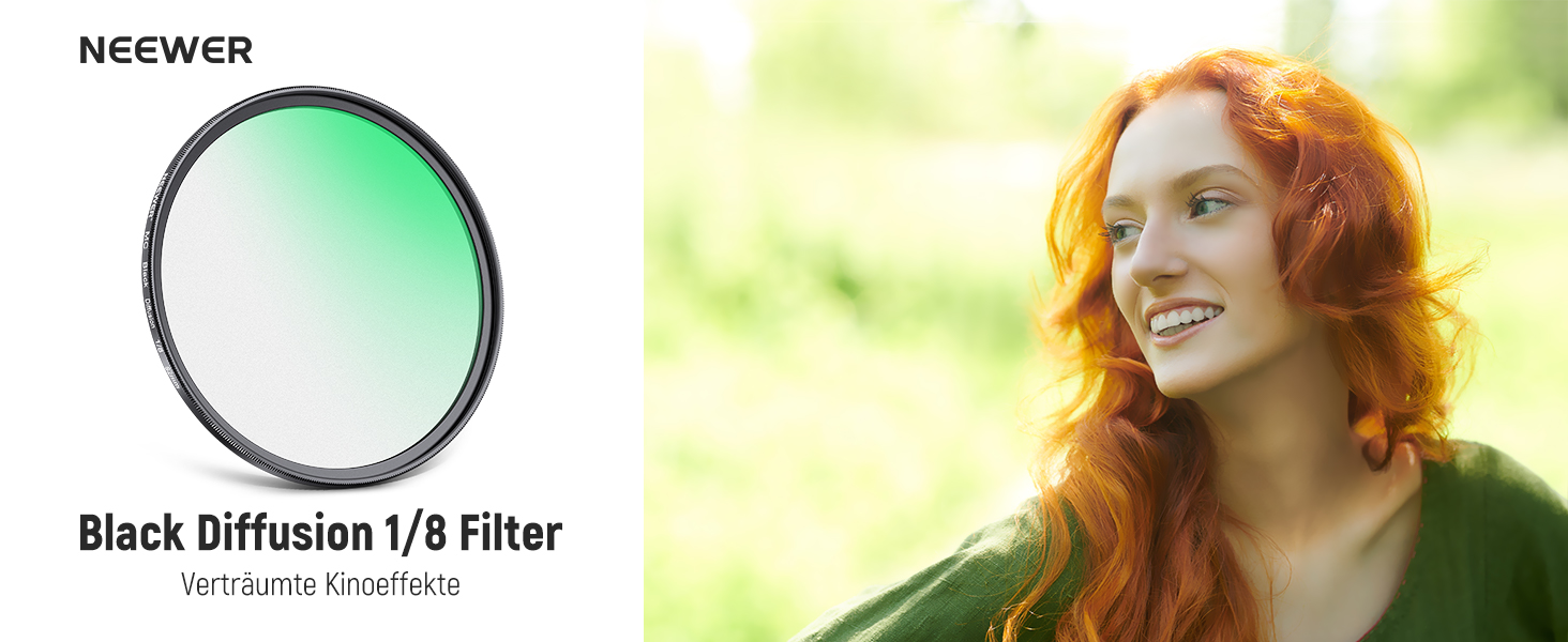 NEEWER 82mm Фільтр Diffusion 1/8 - М'який ефект кіно, водостійкий, з покриттям, для відео та портретної зйомки
