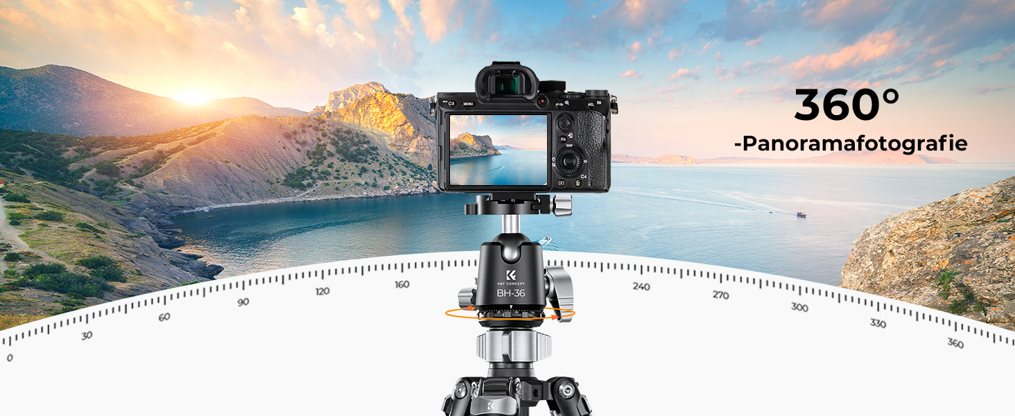 Штатив для камери K&F Concept 156cm з вуглецевого волокна, компактний, знімний монопод, кульова головка 360°, вантажопідйомність 15 кг, A255C2+BH-36L