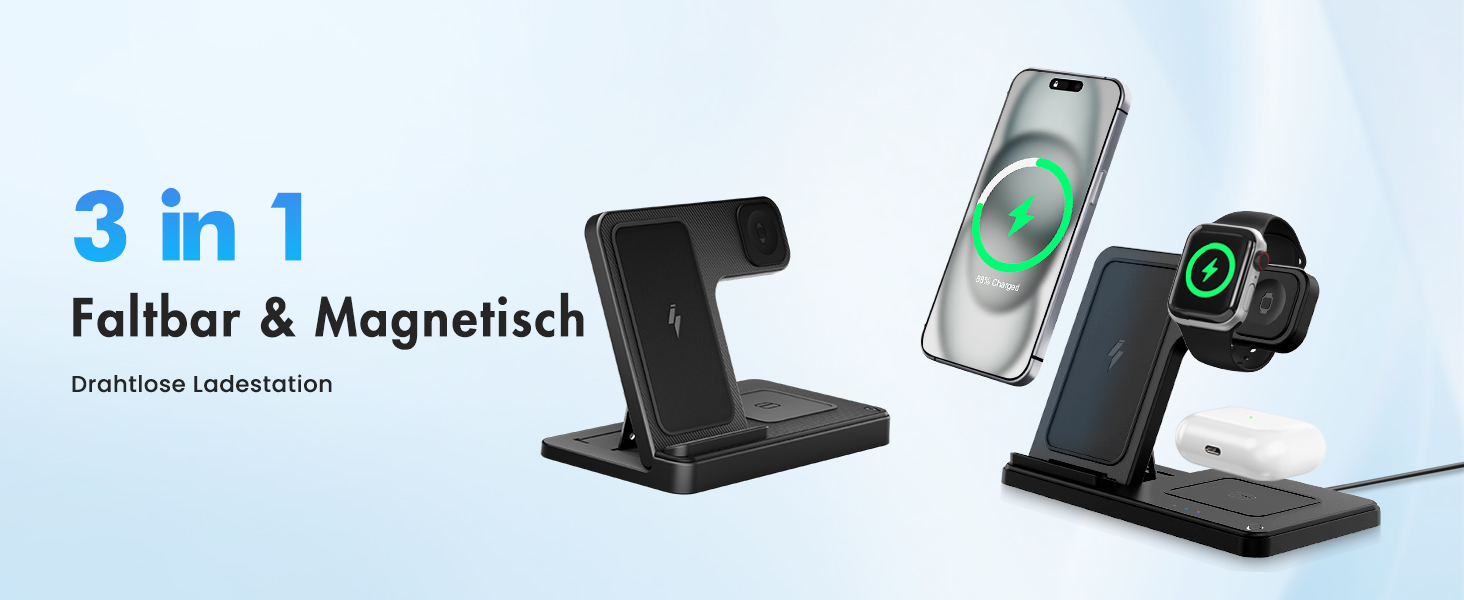 Бездротова зарядна станція 3-в-1 15W для iPhone 17 Pro Max/Plus, Apple Watch Ultra/SE, AirPods Pro (Рожева) A03