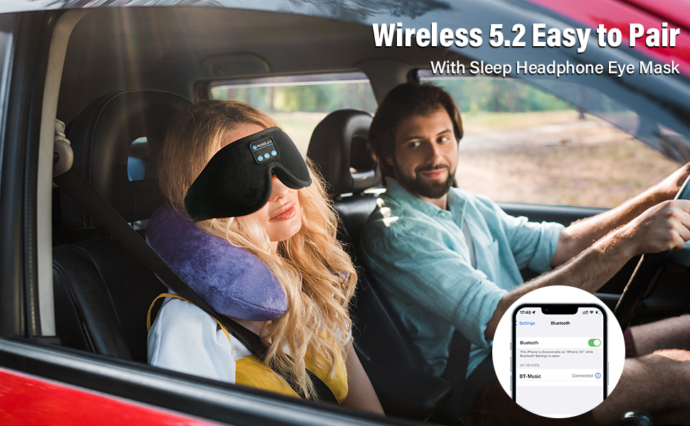 Маска для сну з Bluetooth-навушниками, 3D маска для сну, бездротова музична маска для сну для тих, хто спить на боці/спині, чорний колір