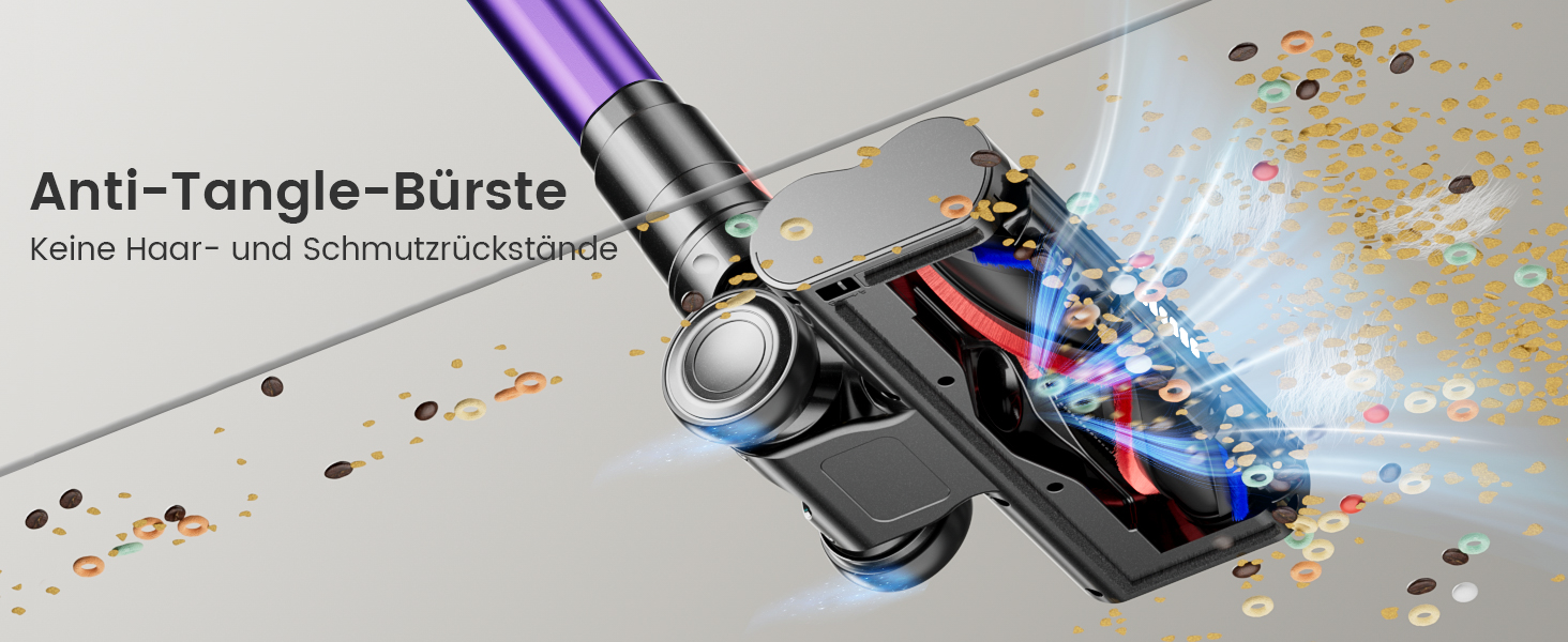 Бездротовий акумуляторний пилосос 50000Pa/600W/65 хвилин, 1,8L з OLED-дисплеєм. Вертикальний пилосос без перекручування шнура, 8-шарова фільтрація, підходить для твердих підлог, килимів та шерсті тварин