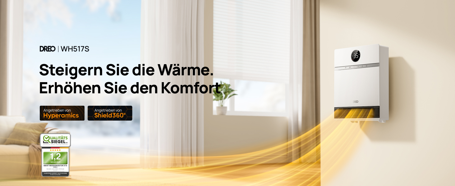 Dreo Smart Wandkonvektor: 2000W, Wi-Fi, термостат, пульт, таймер, білий