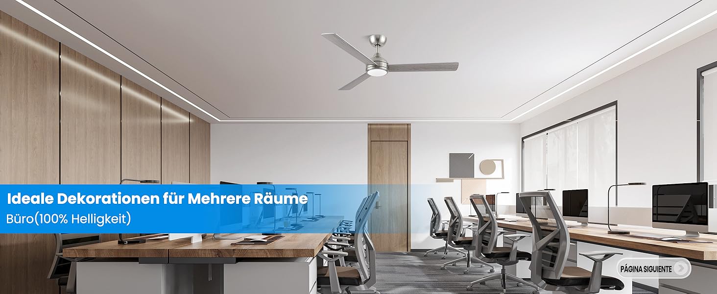 Стеляний вентилятор CJOY з підсвічуванням, 107 см, з пультом керування, тихий, DC, реверсивний, пам'ять 3CCT, диммування, 6 швидкостей, таймер для спальні (132 см - срібний)