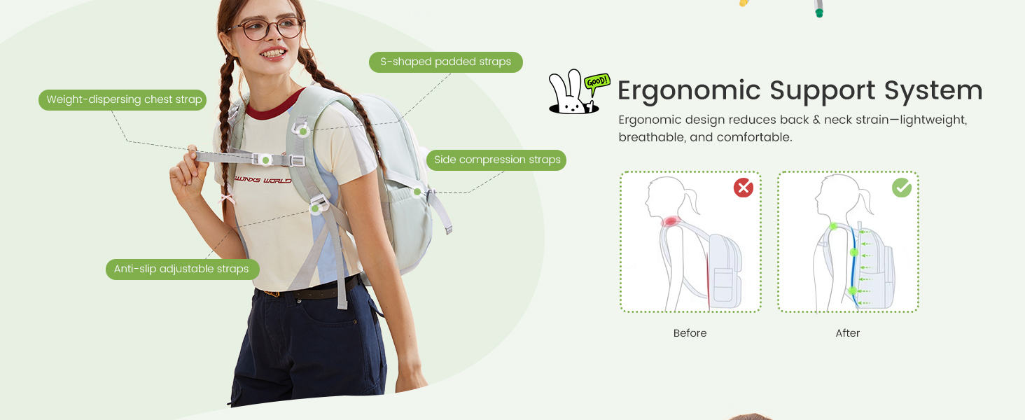 Шкільний рюкзак LOVEVOOK для підлітків, 5 клас, з нагрудним ременем, легкий, для дівчаток, 8+ років, 15.6