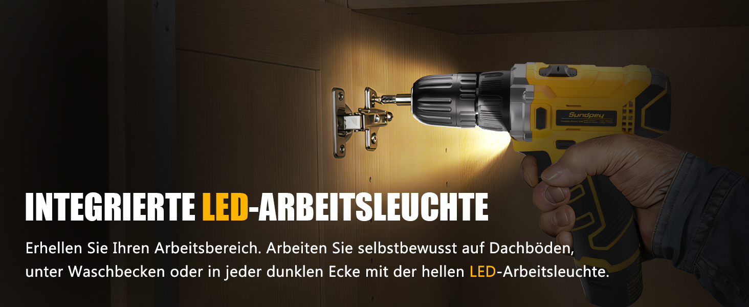 Набір інструментів Sundpey 166 шт. з акумуляторною дрилі 12V для дому, ремонту та саду (жовтий)
