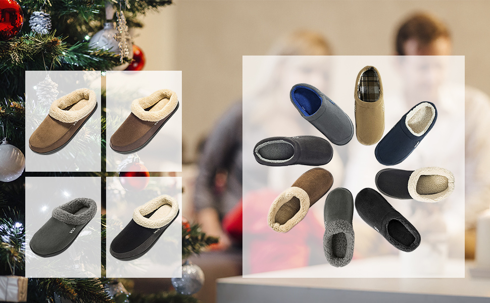 Чоловічі халапи NewDenBer з меморі-піною, теплі, зручні, зимові, з антиковзкою підошвою, чорні, 45/46 EU