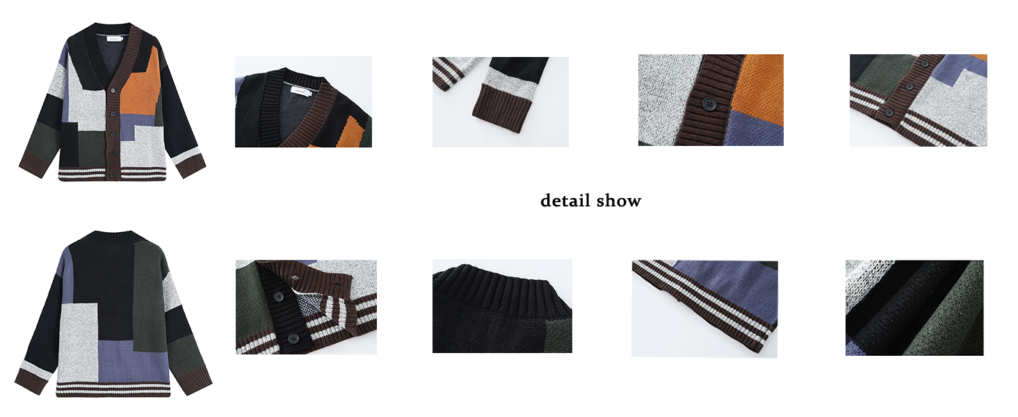 Чоловічий в'язаний кардиган Gurunvani з довгими рукавами та ґудзиками, XXL, чорний