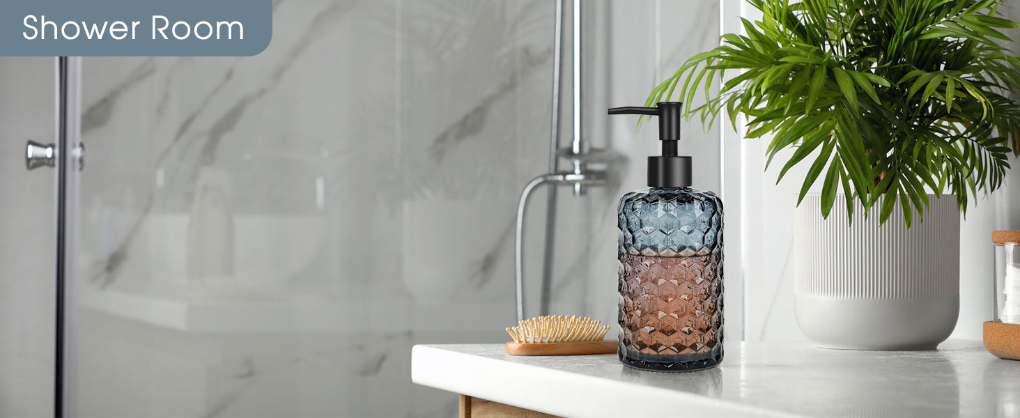 Скляні дозатори для мила Topsky (2 шт.), 400 мл, з чорною помпою, для кухні та ванної кімнати