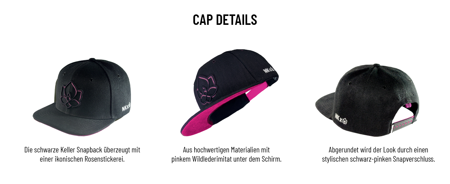 Кепка Nebelkind Snapback Steini Der Keller, універсальний розмір, регульована, чорно-рожева, для чоловіків та жінок