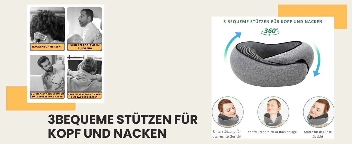 Подушка для подорожей Nappy Dreamjoy з Memory Foam, сірого кольору, для авто, поїздів та літаків, A3 H669-3