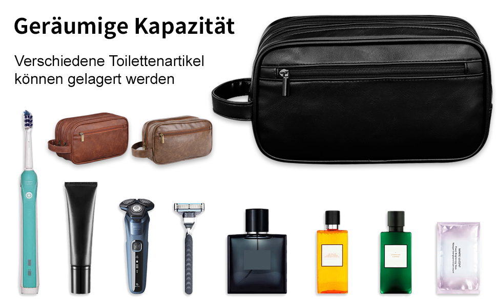 Чоловіча косметичка-рюкзак, чорна, з водовідштовхувального PU-шкіри, двошарова, з мокрим/сухим відділенням