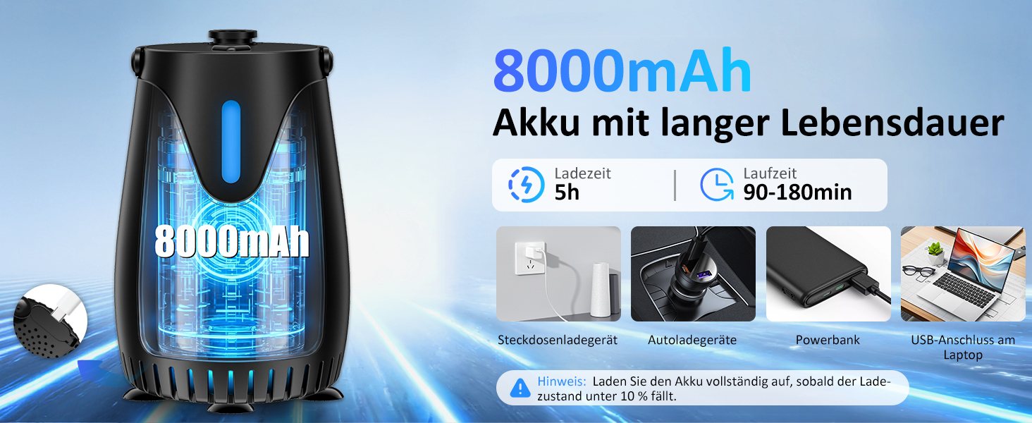 Camping душ Spopal з насосом 8000mAh, портативний, з вимірюванням температури, нічником, IPX8, для подорожей, поливу квітів, автомийки, миття тварин