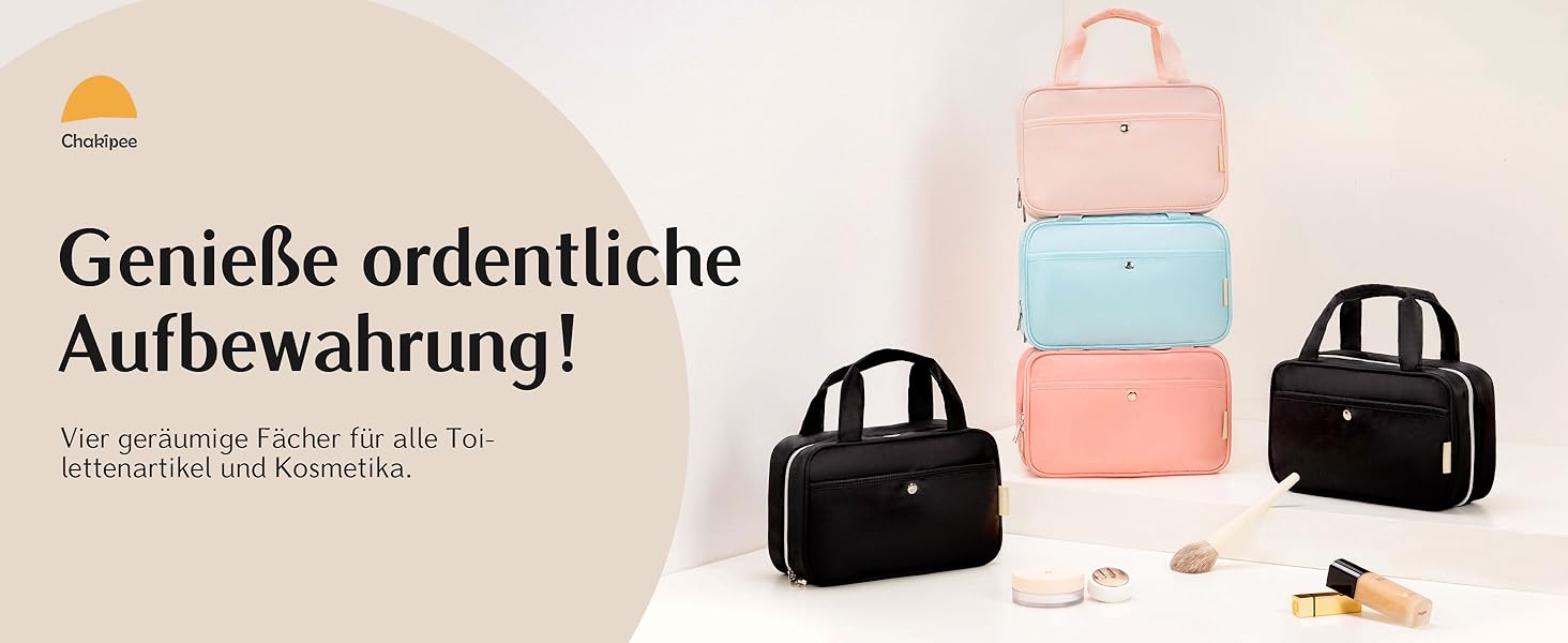 Жіноча косметичка для подорожей з петлею для підвішування – водонепроникна косметичка з прозорим вікном, легка сумочка для туалетних аксесуарів, макіяжу, шампуню, рожева, середній розмір (26x17x9 см)