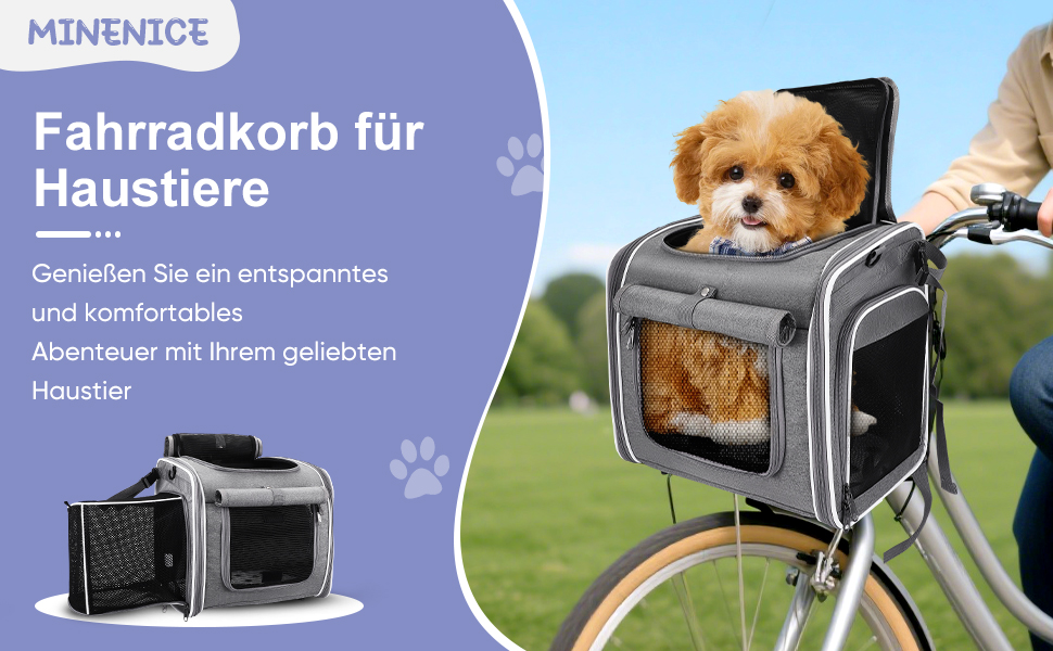 Корзина для собак на велосипед 4-в-1, розширювана сумка-рюкзак, з сітковими вікнами та дверима, для котів та собак