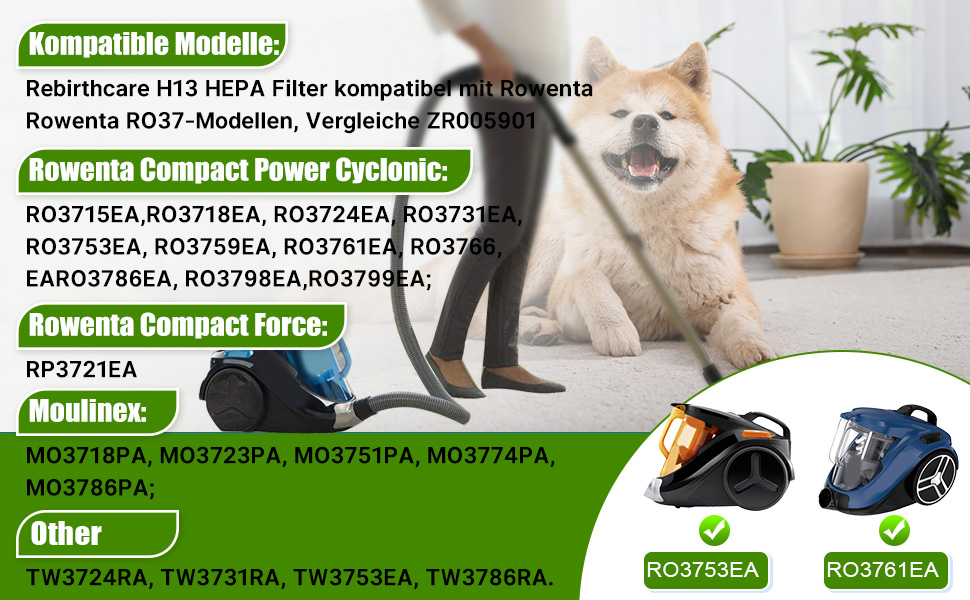 Фільтри HEPA для пилососів Rowenta Compact Power Cyclonic Force (ZR005901) - набір 3 шт.