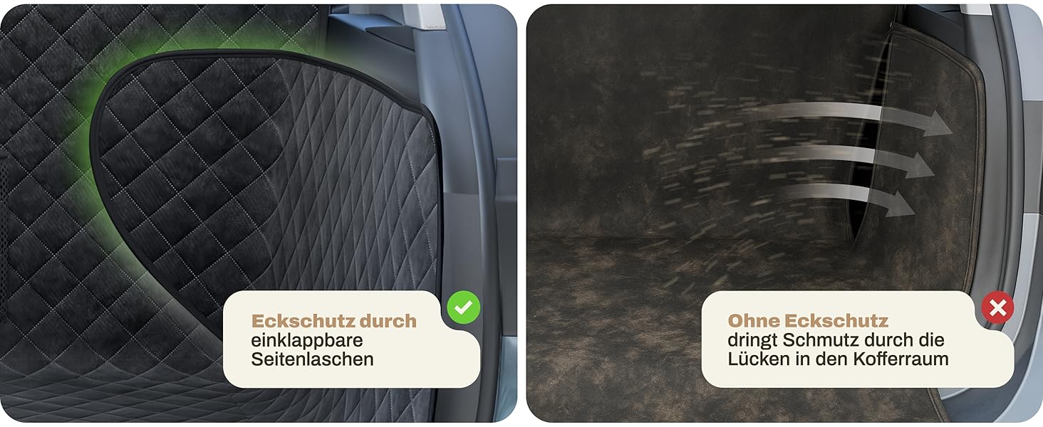 Захист для багажника авто для собак HELDENWERK: водовідштовхуючий, антиковзкий, з захистом бокових панелей та краю, універсальний, чорний (преміум, стеганий)