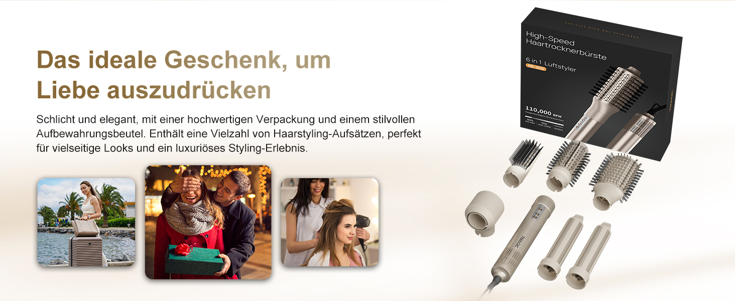 7MAGIC Airstyler 6-в-1: стайлер, плойка, фен, іонізація, для волосся, професійний, для особливих випадків, золото