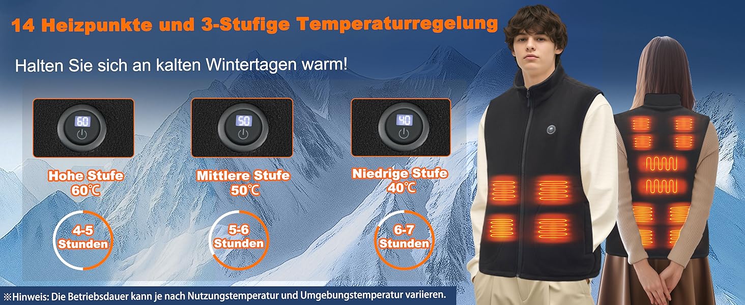 Обогревна жилетка з powerbank 27000mAh для чоловіків та жінок, 14 зон обігріву, 3 температурні режими, для активного відпочинку, мотоцикла, риболовлі, кемпінгу, катання на лижах, чорна