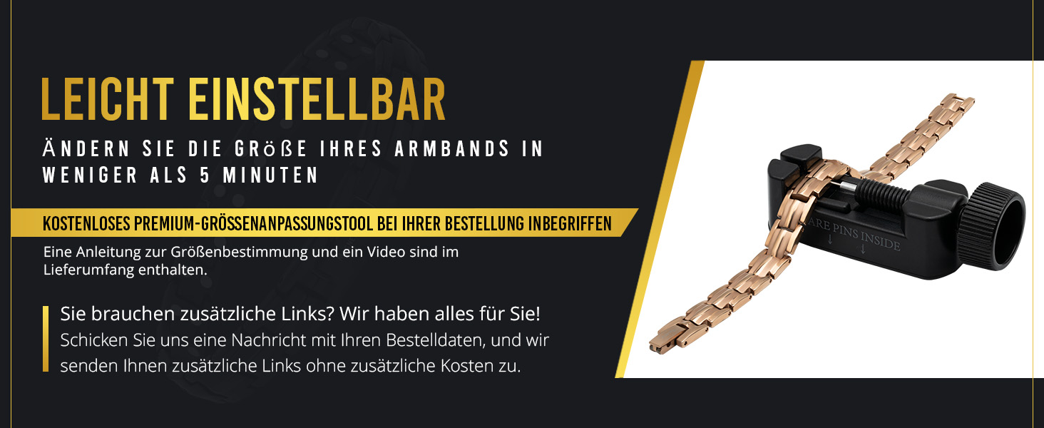 Браслет на руку MagnetRX® Ultrastarkes Titan Magnetarmband для жінок – титановий браслет з магнітами, регульований розмір, рожеве золото