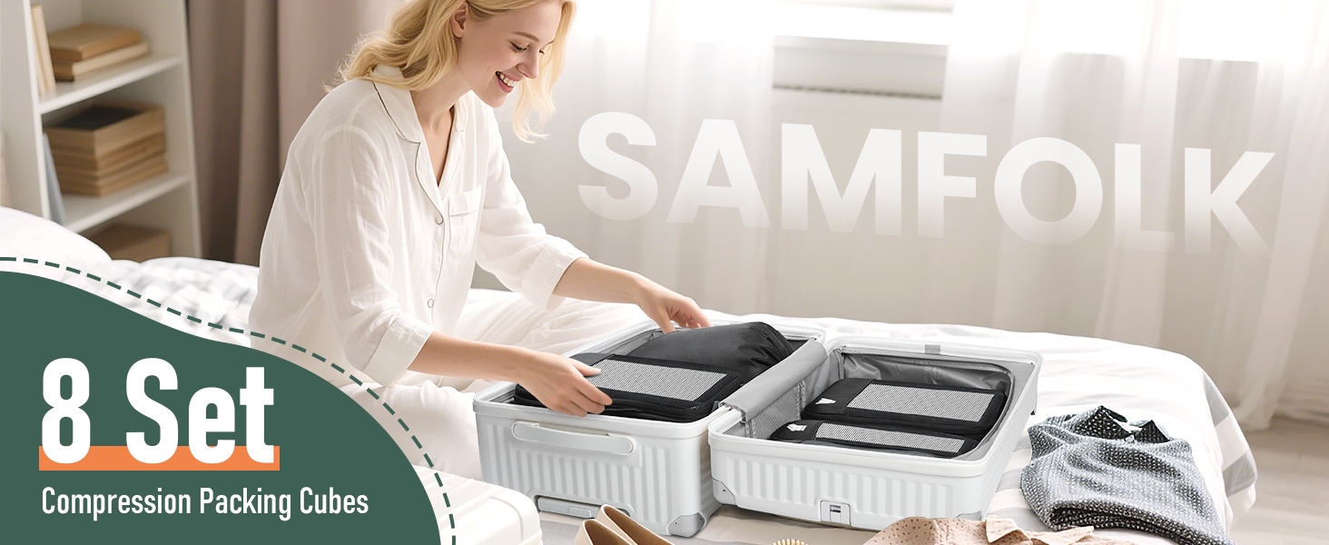 8-ми комплект кубиків для компресії багажу, органайзер для валізи, чорний. Організація подорожей, рюкзак, валіза.
