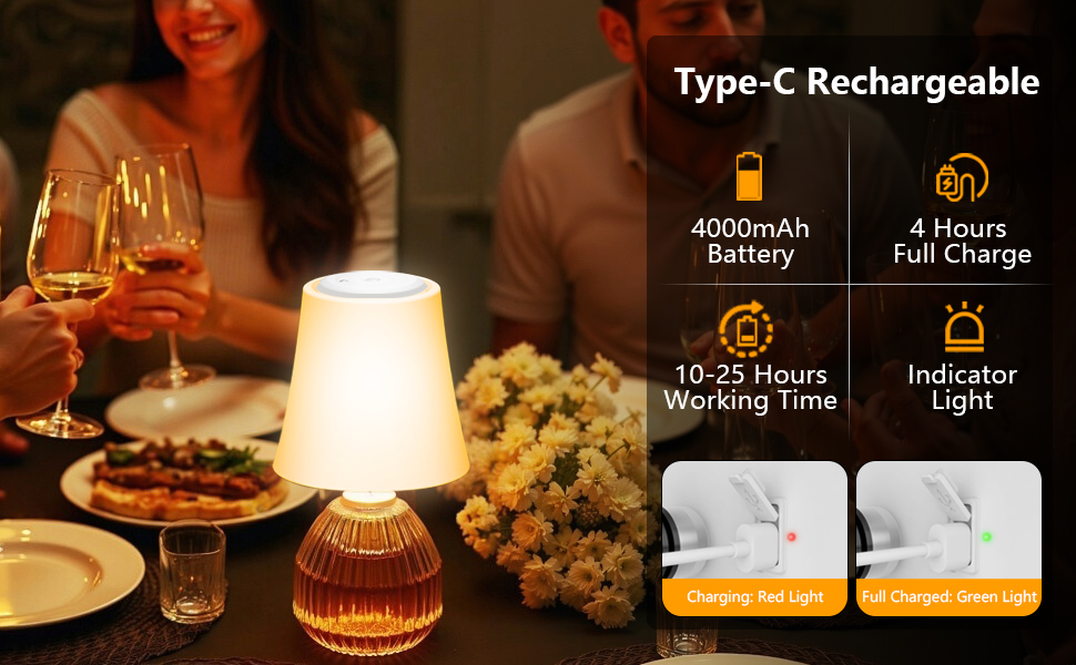 Настільна лампа LED акумуляторна бездротова 2 шт. з RGB підсвічуванням, димуванням, сенсорним керуванням, IP54 водонепроникна для спальні, вітальні, балкону