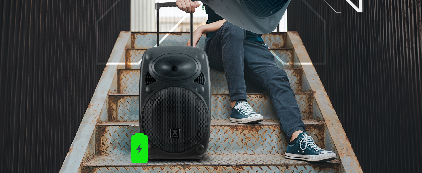 Vonyx Verve46 - портативна акустична система для вечірок, Bluetooth, 1000W, 2 мікрофони UHF, MP3, з пультом ДУ, чорний