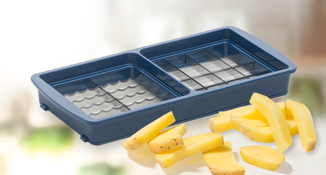 Nicer Dicer Smart від Genius: Набір для нарізки овочів 10 в 1, блакитний. Ручний набір для нарізки овочів, фруктів, салату, тертки, кухонного помічника, 800 мл.