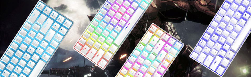 Ігровий комплект клавіатури та миші RGB, 68 клавіш, Red Switch, 60% механічна клавіатура, миша 6400DPI, USB-кабель, сумісна з Windows, Mac, PS4, білий колір