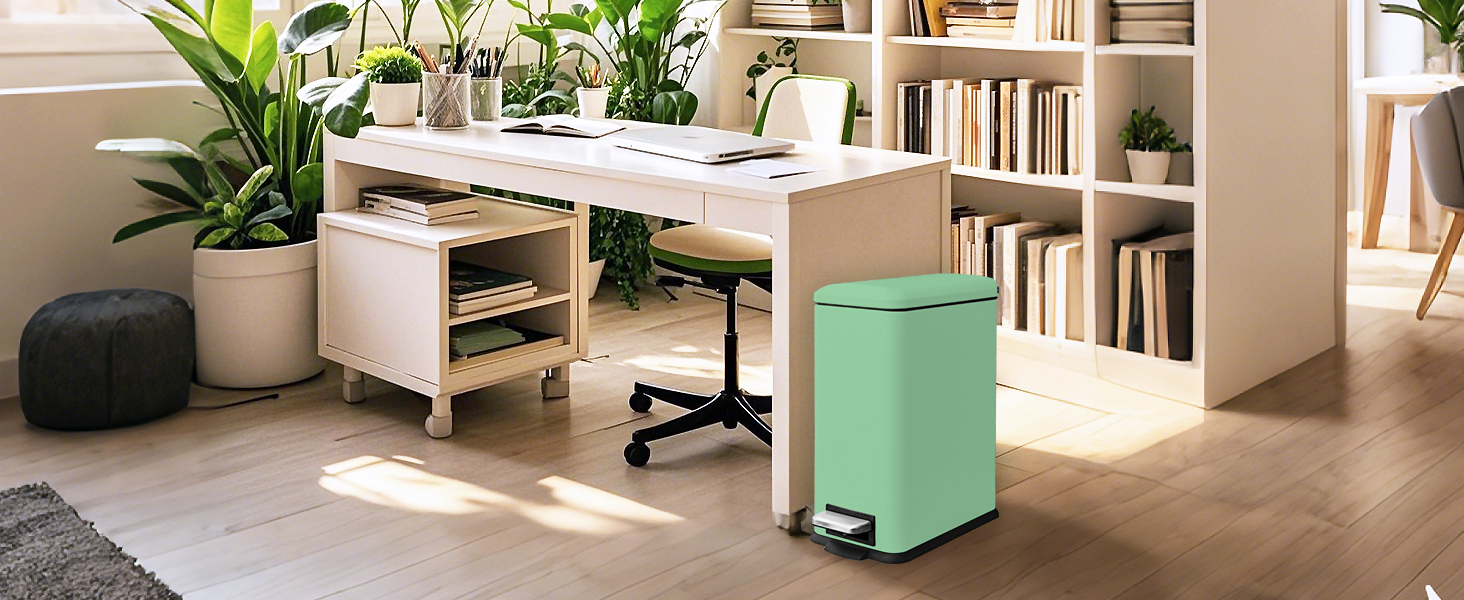 Відро для сміття кухонне 30л, нержавіюча сталь, з кришкою, внутрішній відерцем, прямокутне, зелене