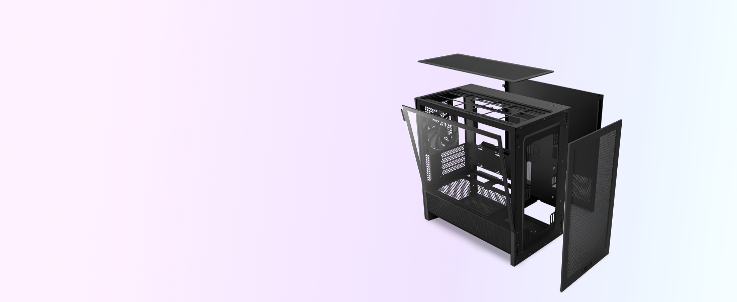 NZXT H3 Flow: Корпус для ПК Micro-ATX з оптимізованим повітряним потоком, 120мм вентилятор, підтримка Full-Size GPU, радіатори 280мм/240мм, чорний