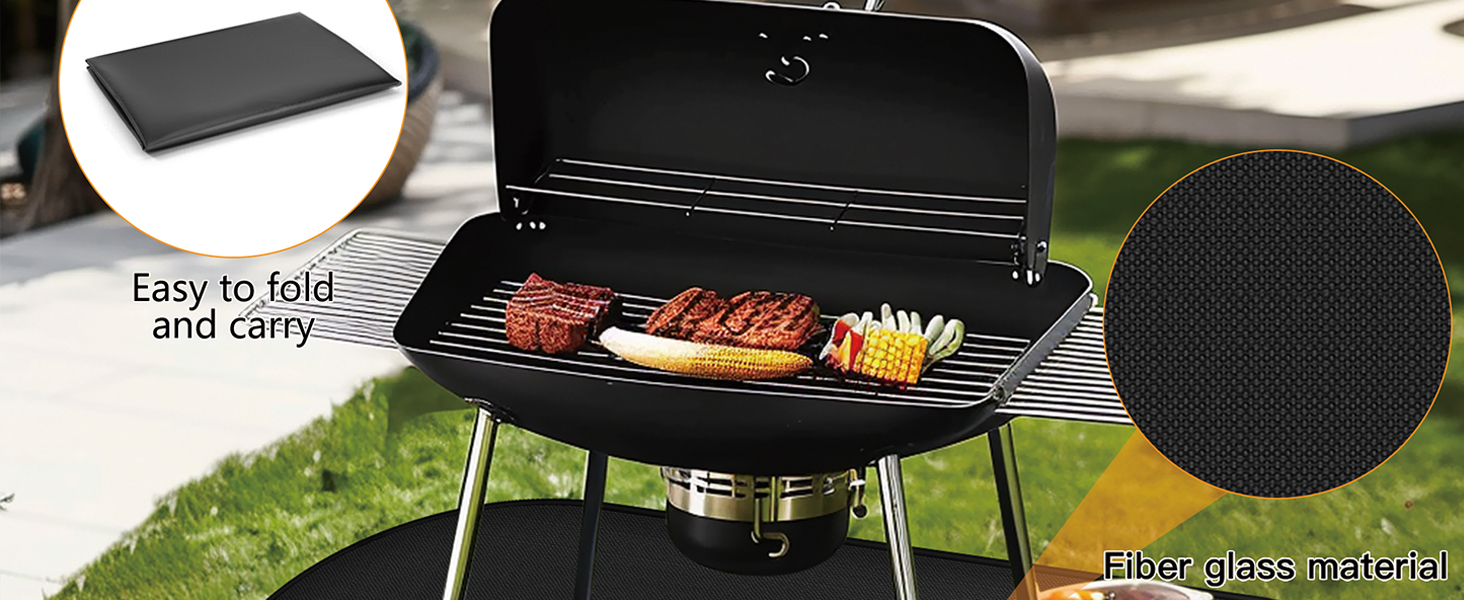 Стійка до вогню килимок для гриля, складана захисна підстилка для BBQ, силіконовий килимок з скловолокна, водонепроникний, 150x100 см